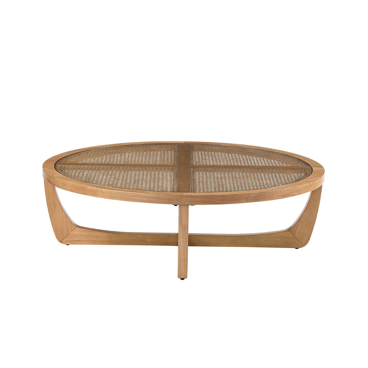 Rattan & Glass Coffee Table with Solid Wood Frame V870955