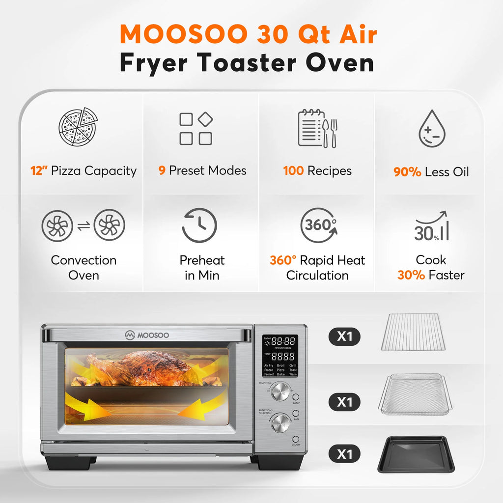 30 Quart Air Fryer Oven with LED Digital Screen B1142