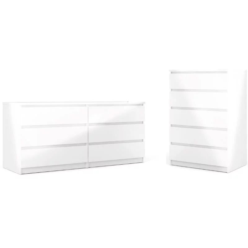 2 Piece 5 Drawer Chest and 6 Drawer Double Dresser G244035