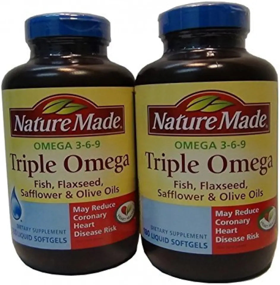 Omega 3 6 9 Fish Flaxseed Safflower Olive Oils 180 Softgels M6180