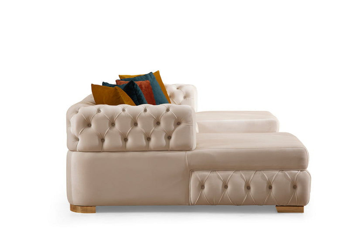 Ivory Velvet Double Chaise Sectional M59250