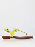 Yellow Metallic Plate Ankle Strap Round Toe Leather Thong Sandals 9.5 M G33882