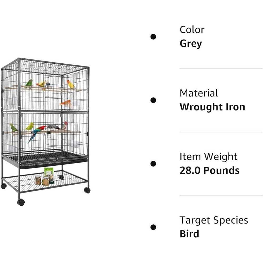 35-inch Wrought Iron Bird Cage with Rolling Stand N531790