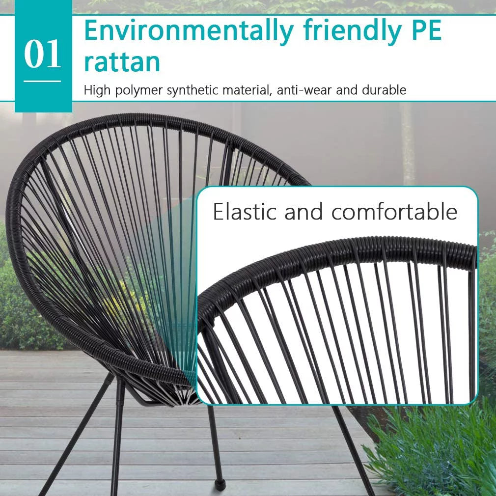 Bistro Table Set Outdoor Chairs Set of 2 Black K743989