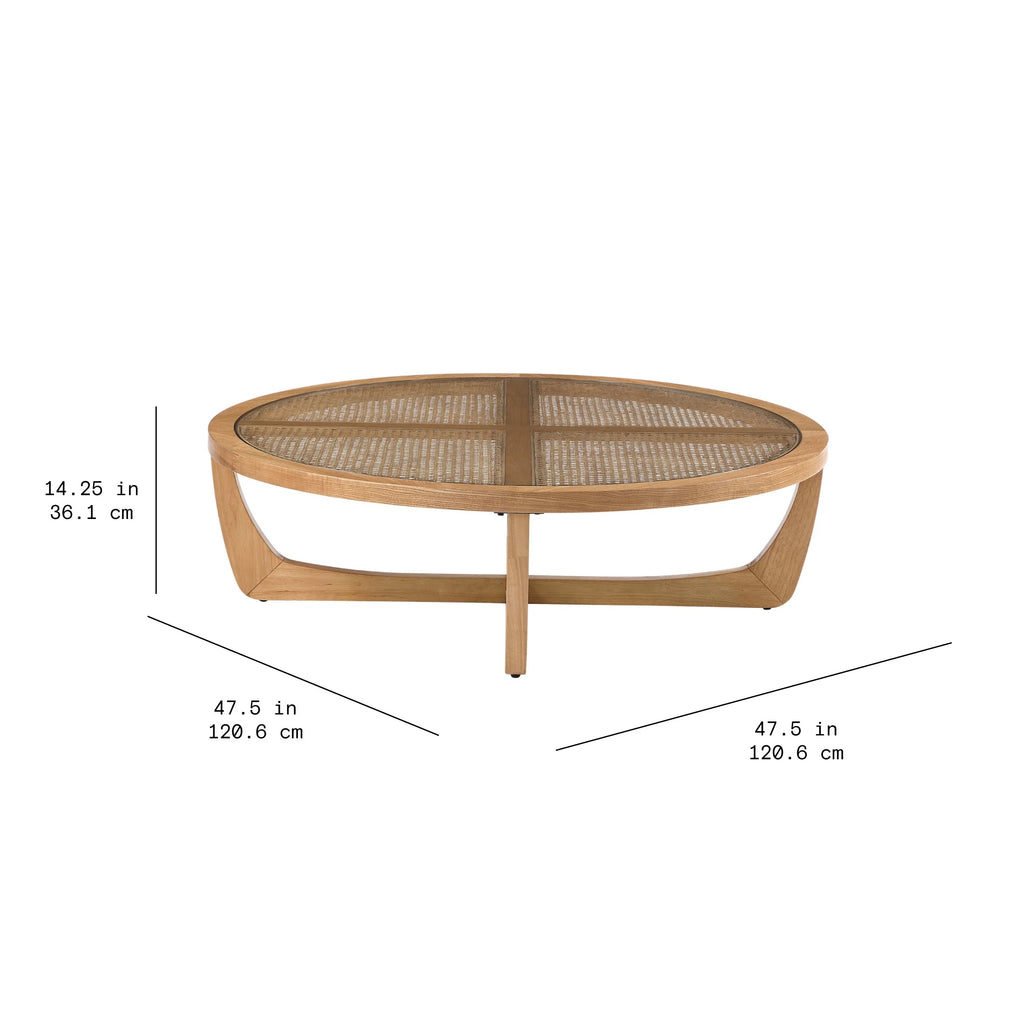Rattan & Glass Coffee Table with Solid Wood Frame V870955