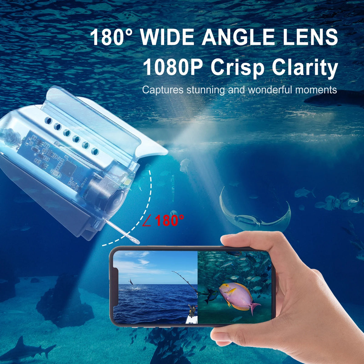 1080P Underwater Fishing Fish Finder with 50M Cable Carry Case D653889
