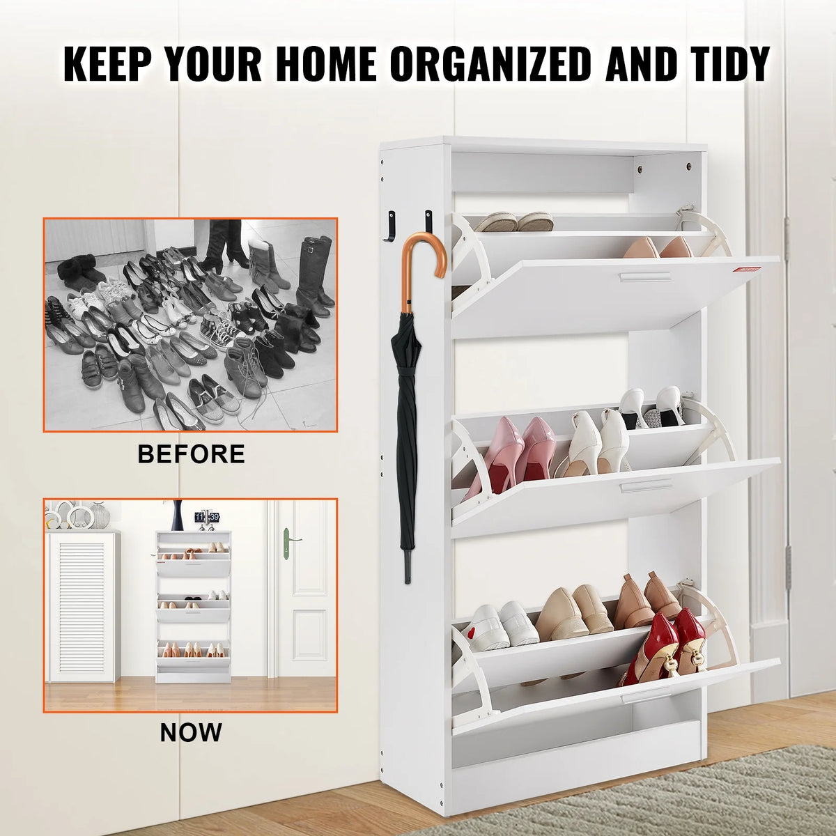 Shoe Cabinet with 3 Flip Drawers B696