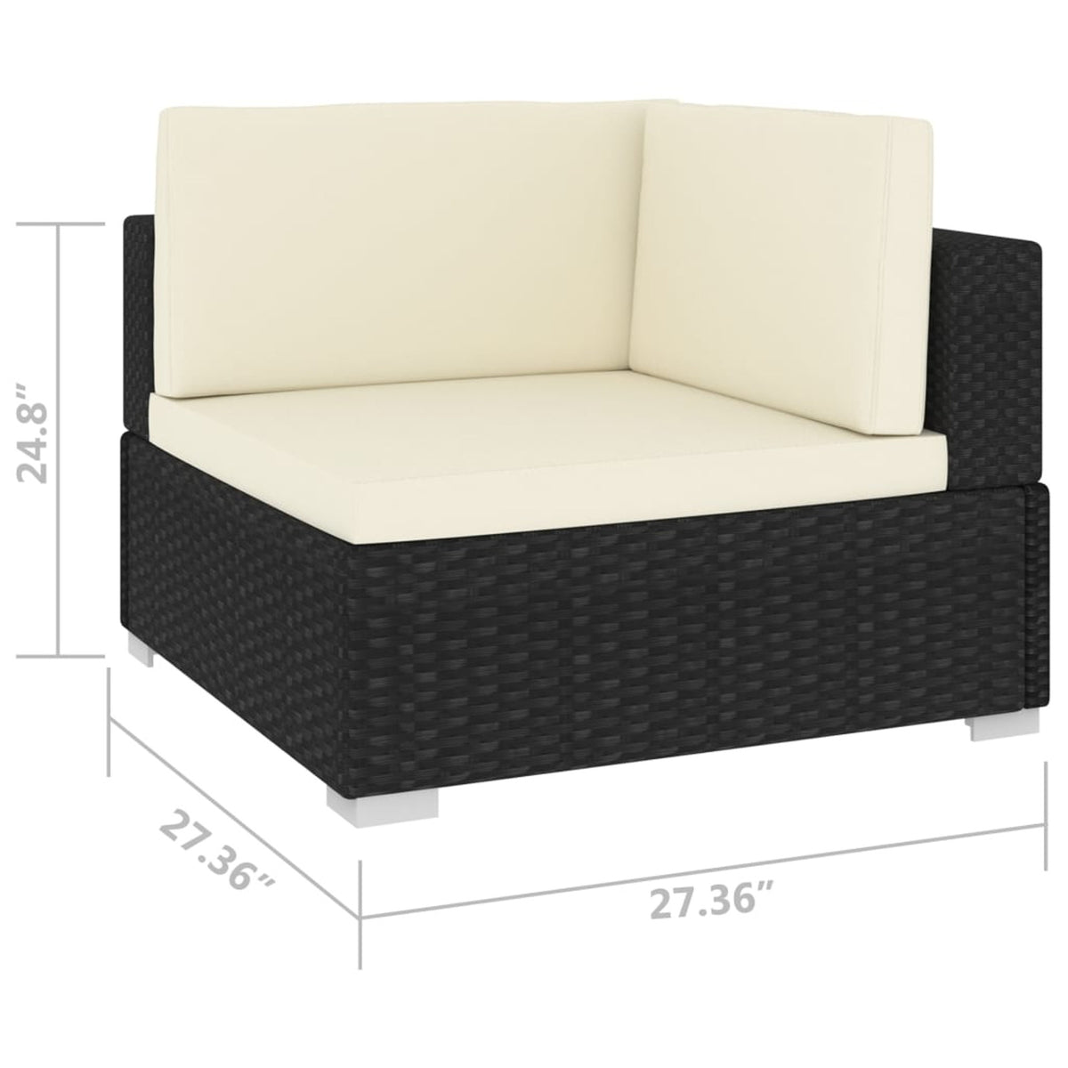 Black Poly Rattan Patio Sofa Set with Cushions I98958