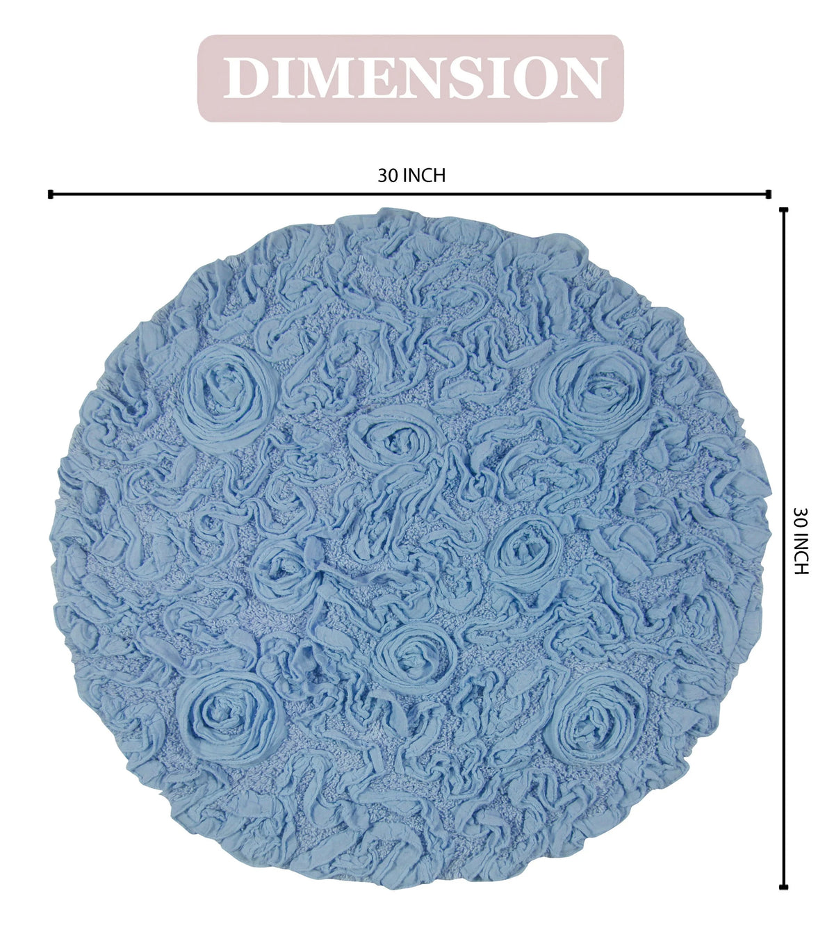 Sky Blue 30" Round Cotton Bathroom Rug J7861