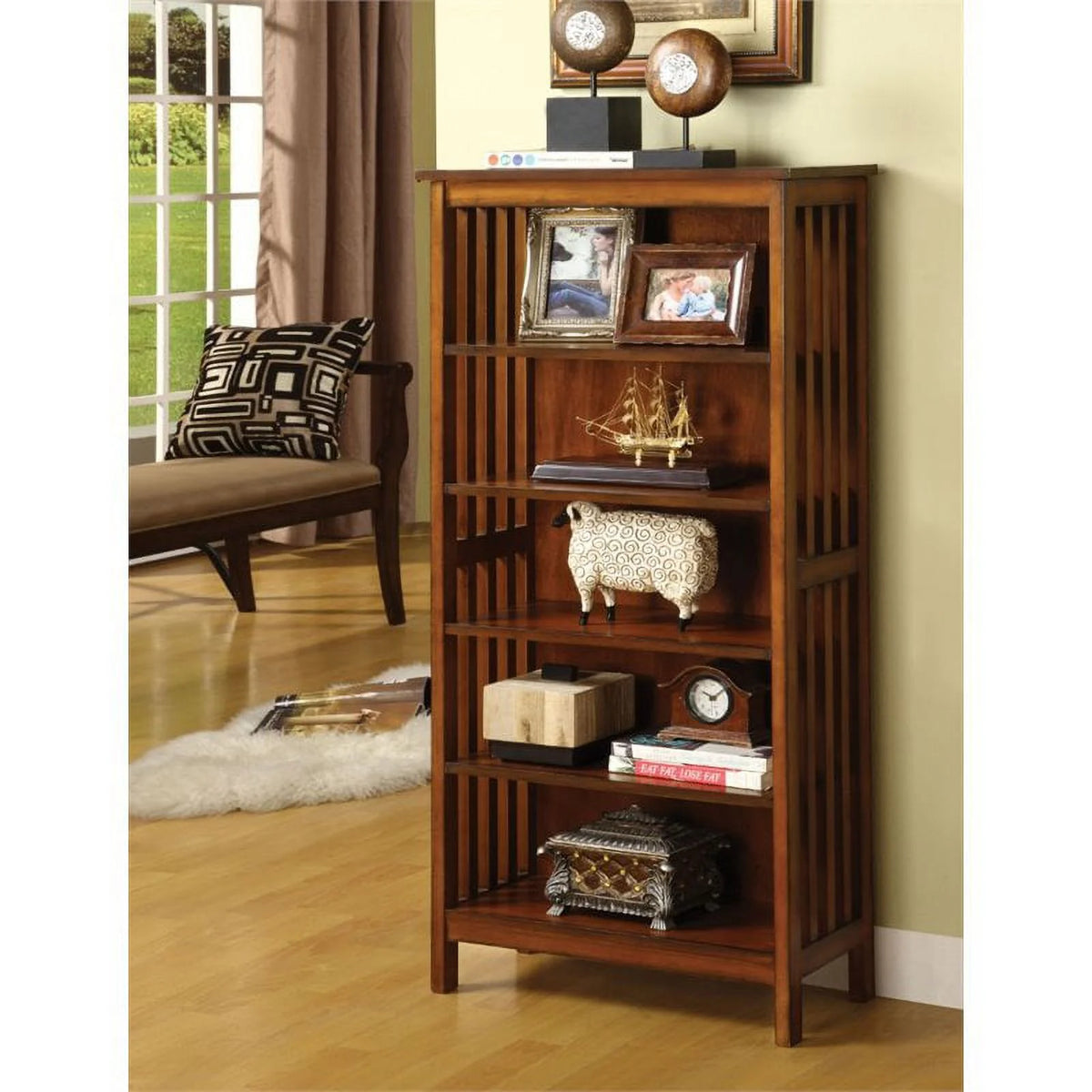 5 Shelf Bookcase in Antique Oak S1918