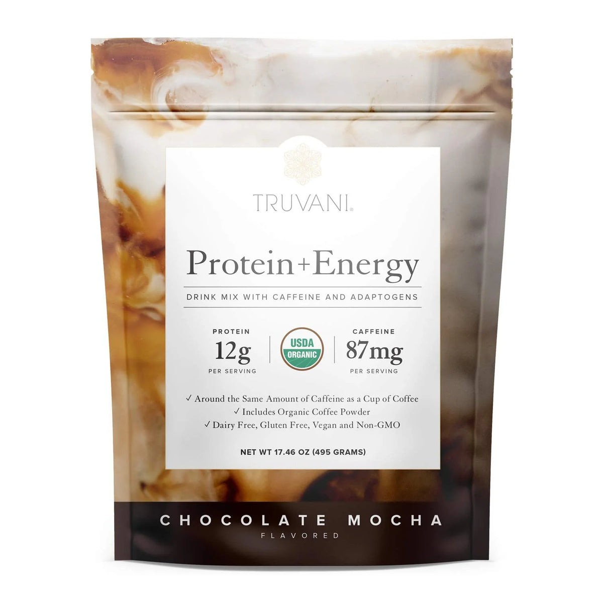 Protein Energy Drink Mix with Caffeine & Adaptogens Chocolate Mocha 20 Servings E396