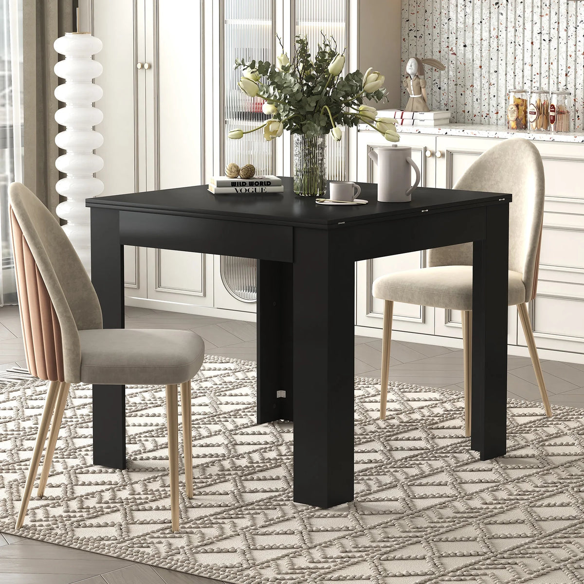 Black Expandable Dining Table W2745