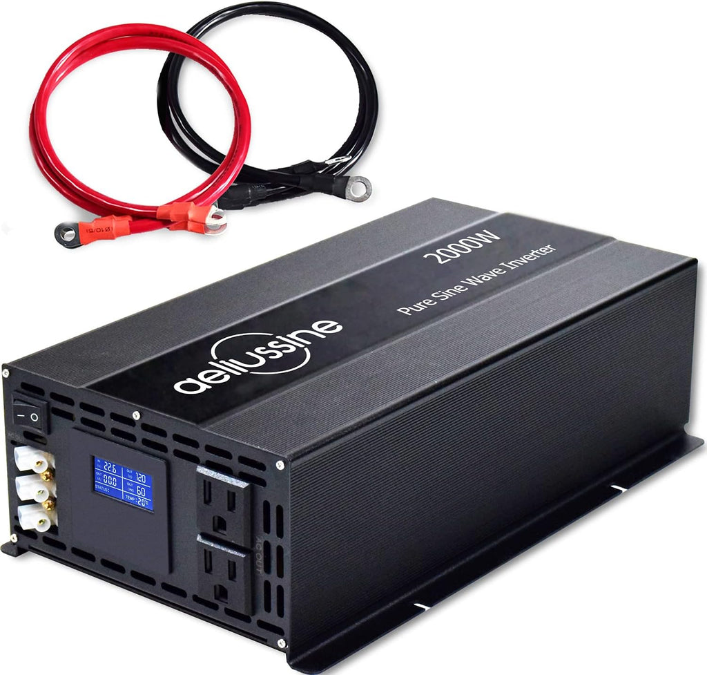 2000w Pure Sine Wave Power Inverter 48v DC to AC 110v 120v with Hardwire Terminal LCD Display Y213
