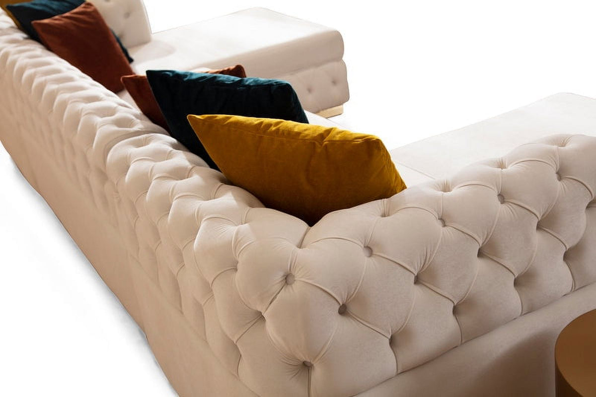 Ivory Velvet Double Chaise Sectional M59250