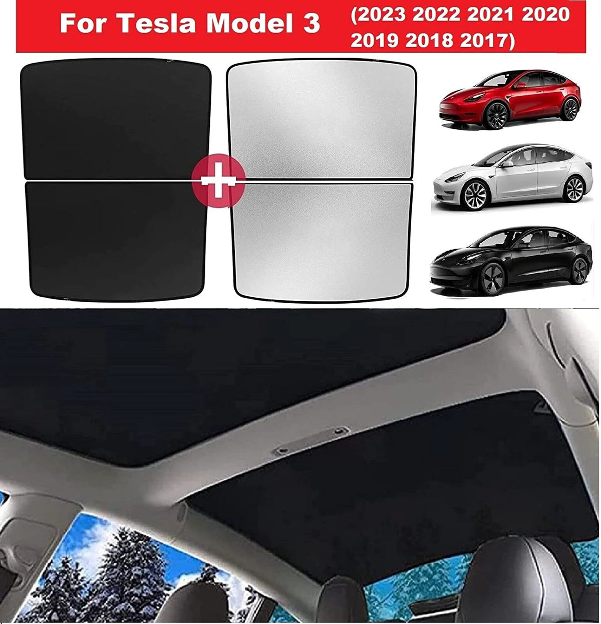 Black Reflective Sunshade Roof Window Cover Z154