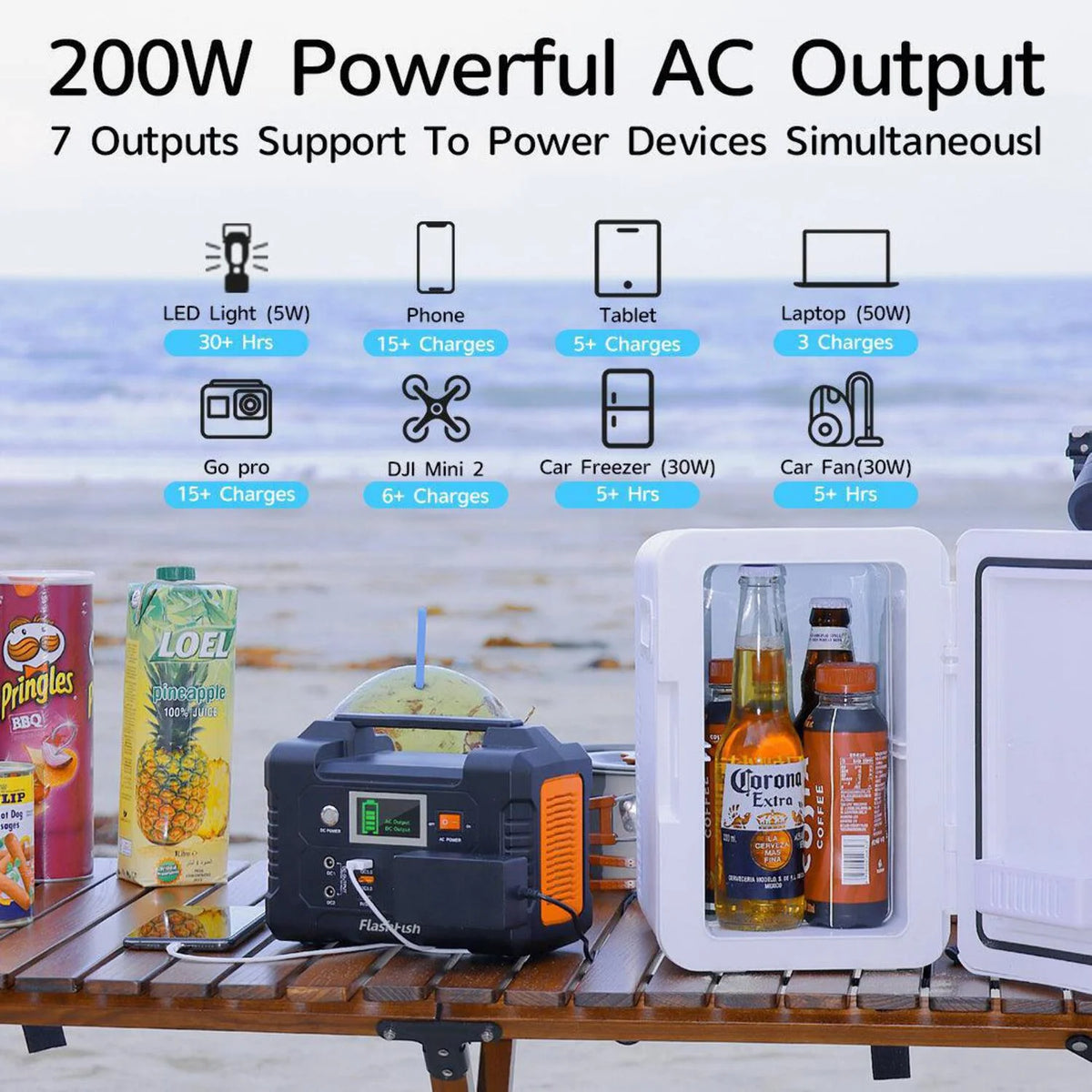 200W Portable Power Station with 50W Solar Panel X196