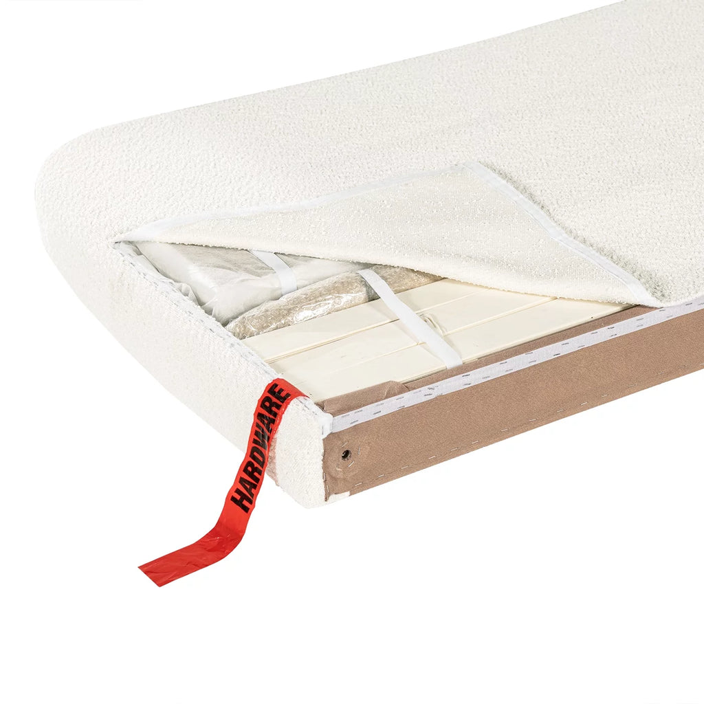 Queen Ivory White Boucle Upholstered Platform Bed U43797