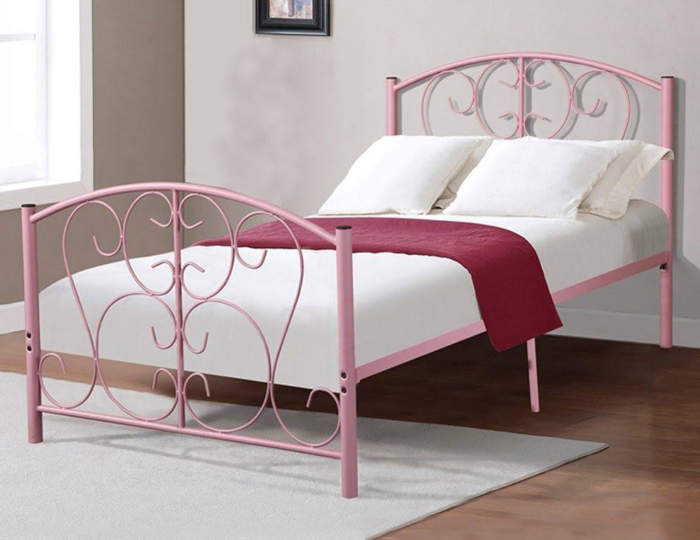Pink Metal Twin Bed V45454