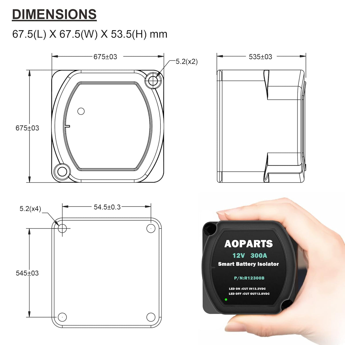 12V 300Amp Voltage Sensitive Relay Battery Isolator Q277