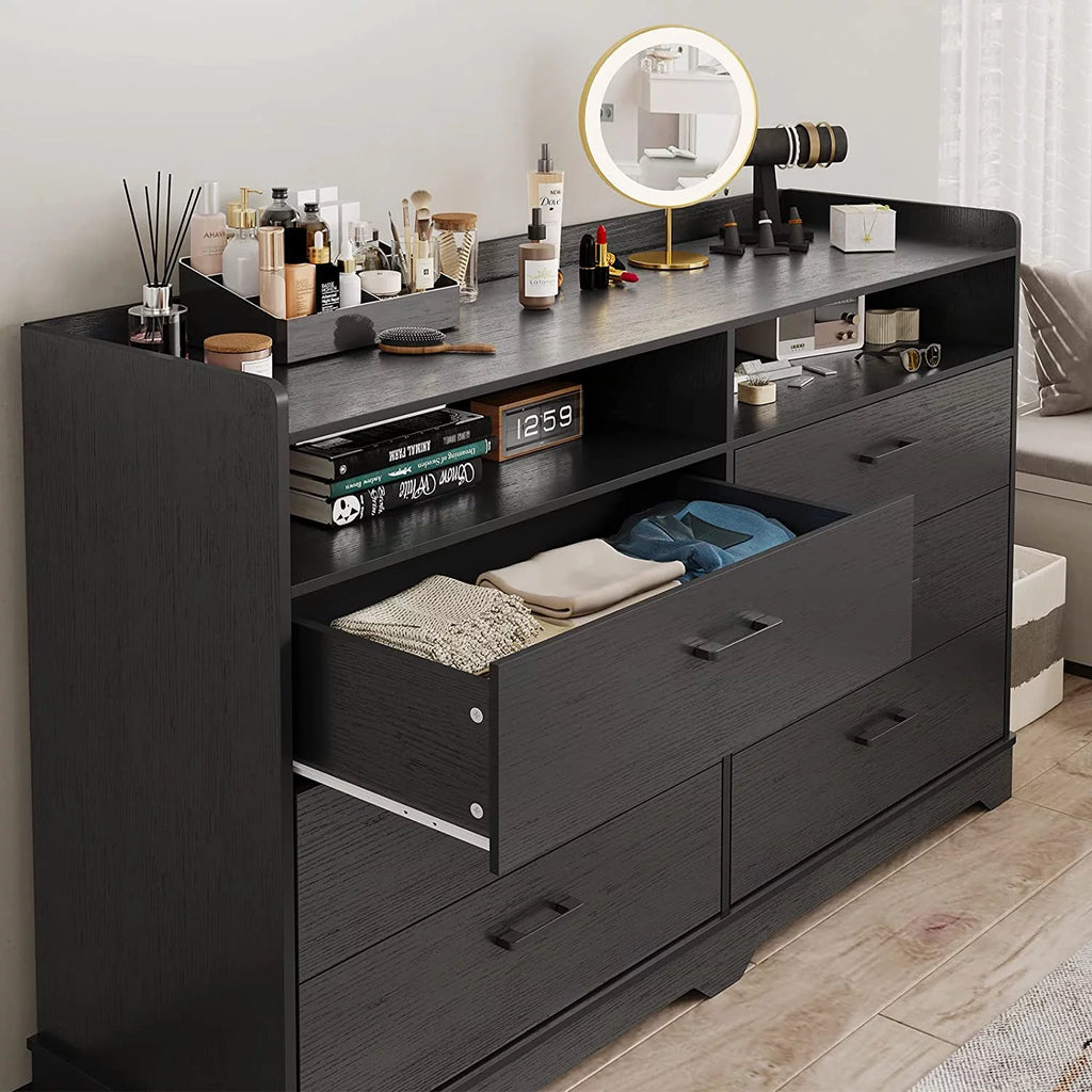 Black 6 Drawer Dresser T7483