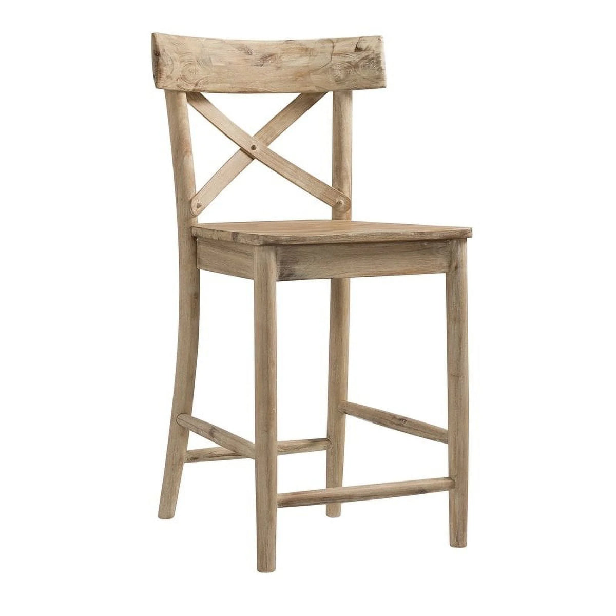 2 Piece Rustic Solid Wooden Counter Height Stool Set R865376
