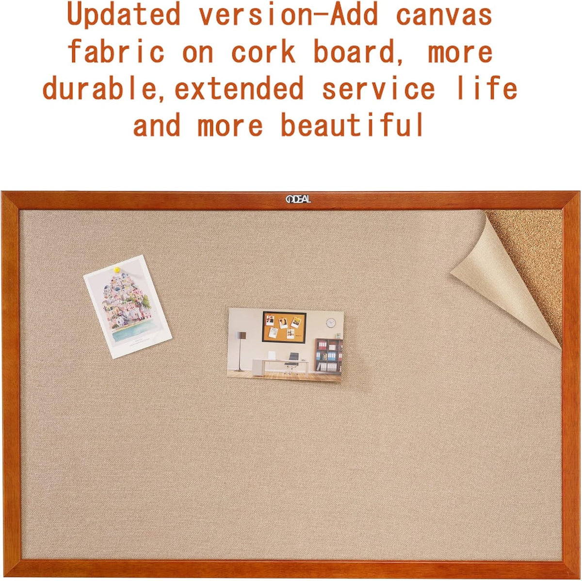100% Wood Framed Canvas Wall Mounted Bulletin Board 48x36'' Q1608