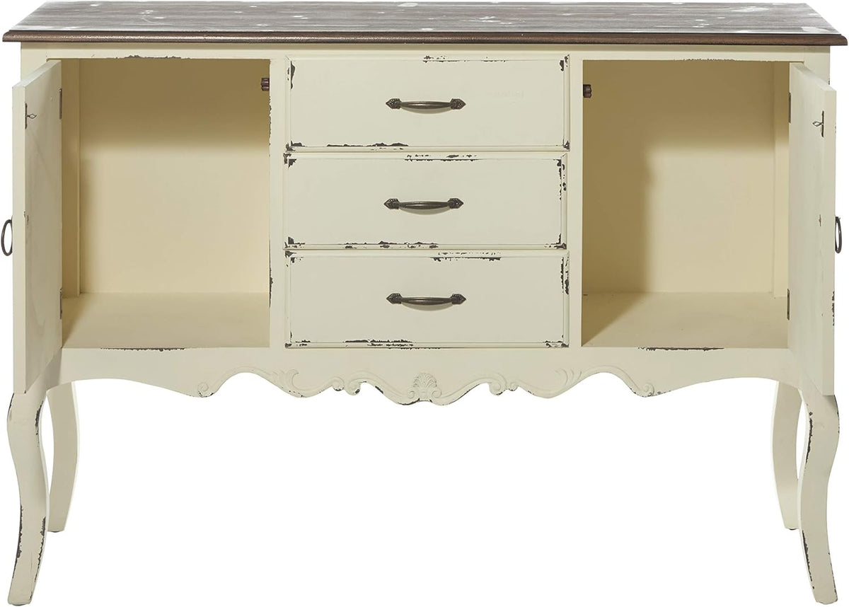 Beige & Brown Wood Cabinet with 3 Drawers & 2 Cabinets O63379