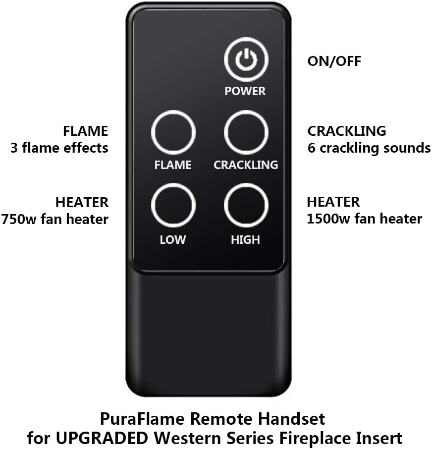 Black Electric Fireplace Insert with Remote Control, 750/1500W I99319
