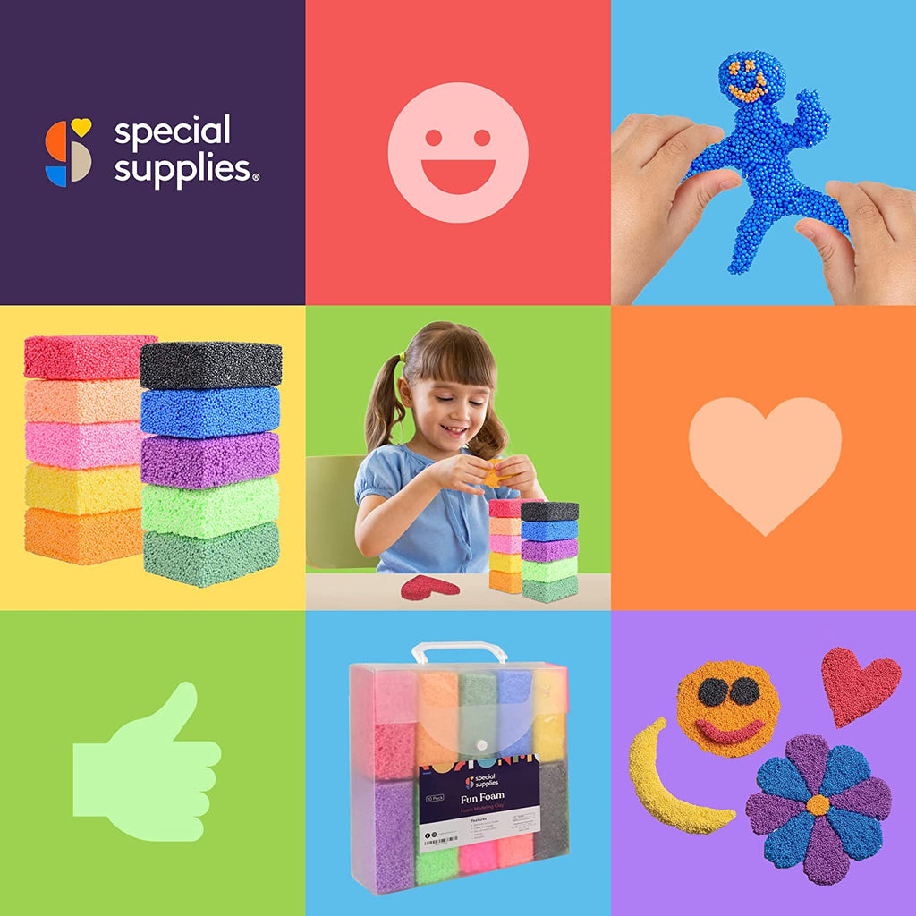 Fun Foam Modeling Foam Beads Play Kit, 10 Blocks Children's Educational Clay for Arts Crafts Kindergarten, Preschool Kids Toys N60585