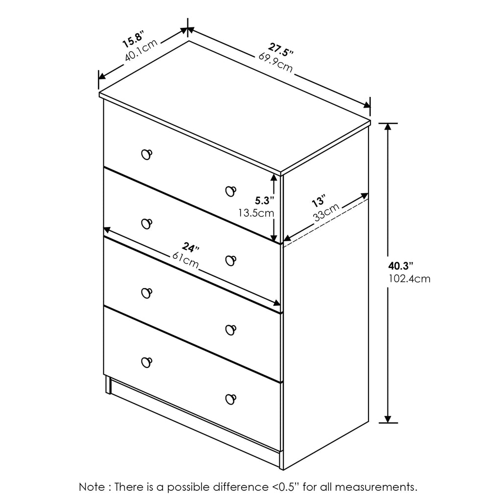 4 Drawer White Dresser P7642