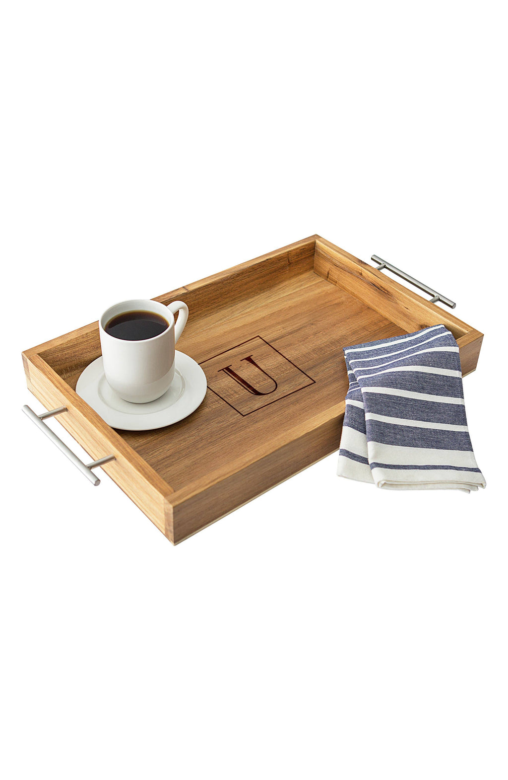 Acacia Tray with Metal Handles O533546