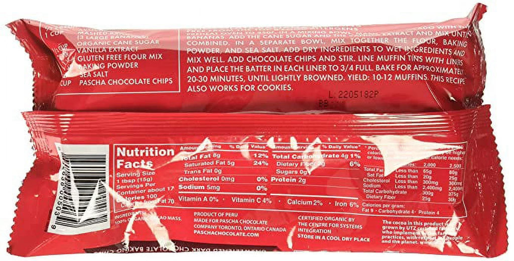 8.8 oz Pack of 2 Organic Unsweetened Dark Chocolate Baking Chips M456809