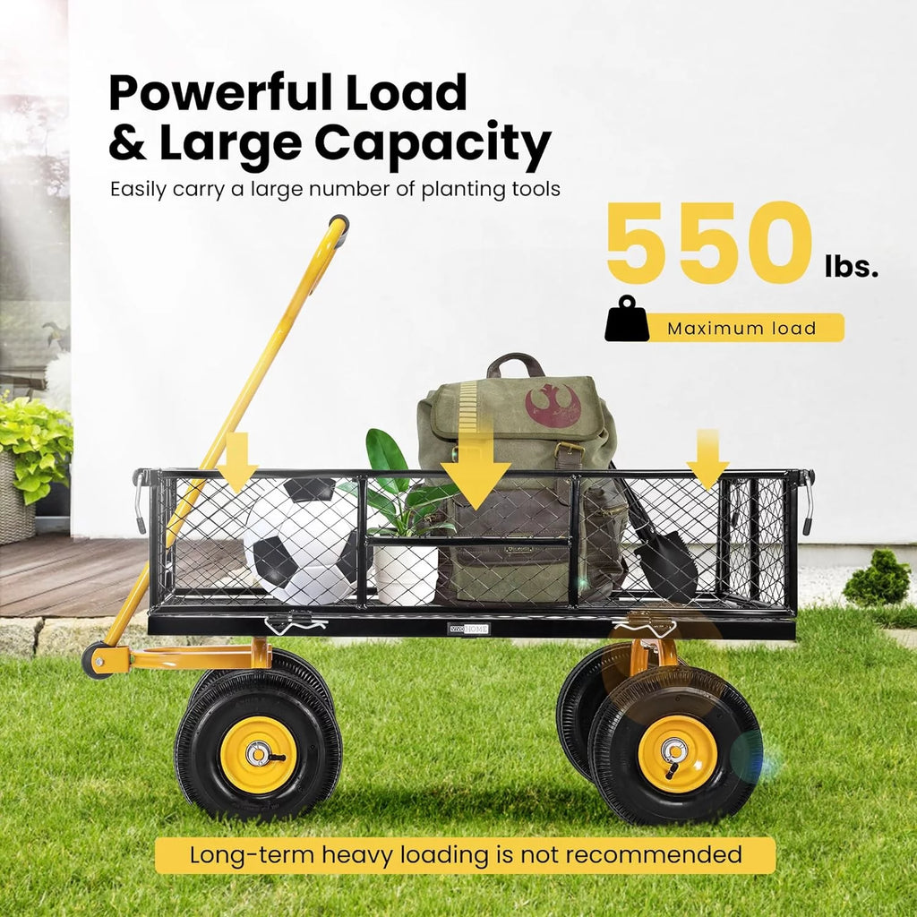 Mesh Steel Garden Cart with Removable Sides, 550 Lbs Capacity N501552
