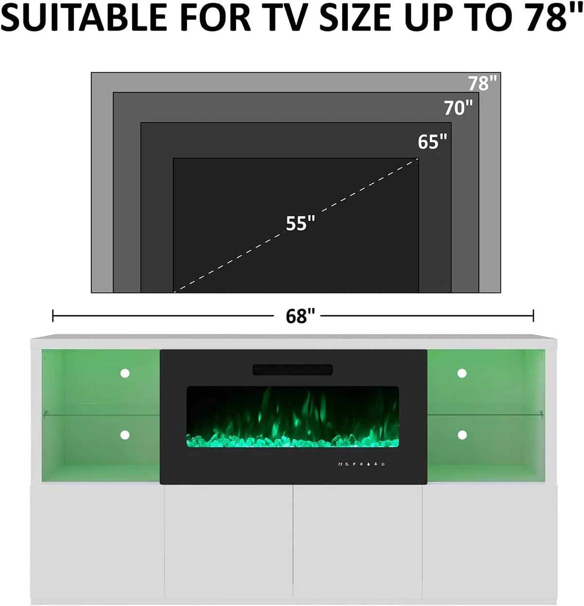 68" Fireplace TV Stand with 40" Electric Fireplace T39729