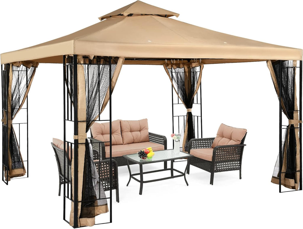 10x10 Steel Canopy with Mosquito Netting E65233