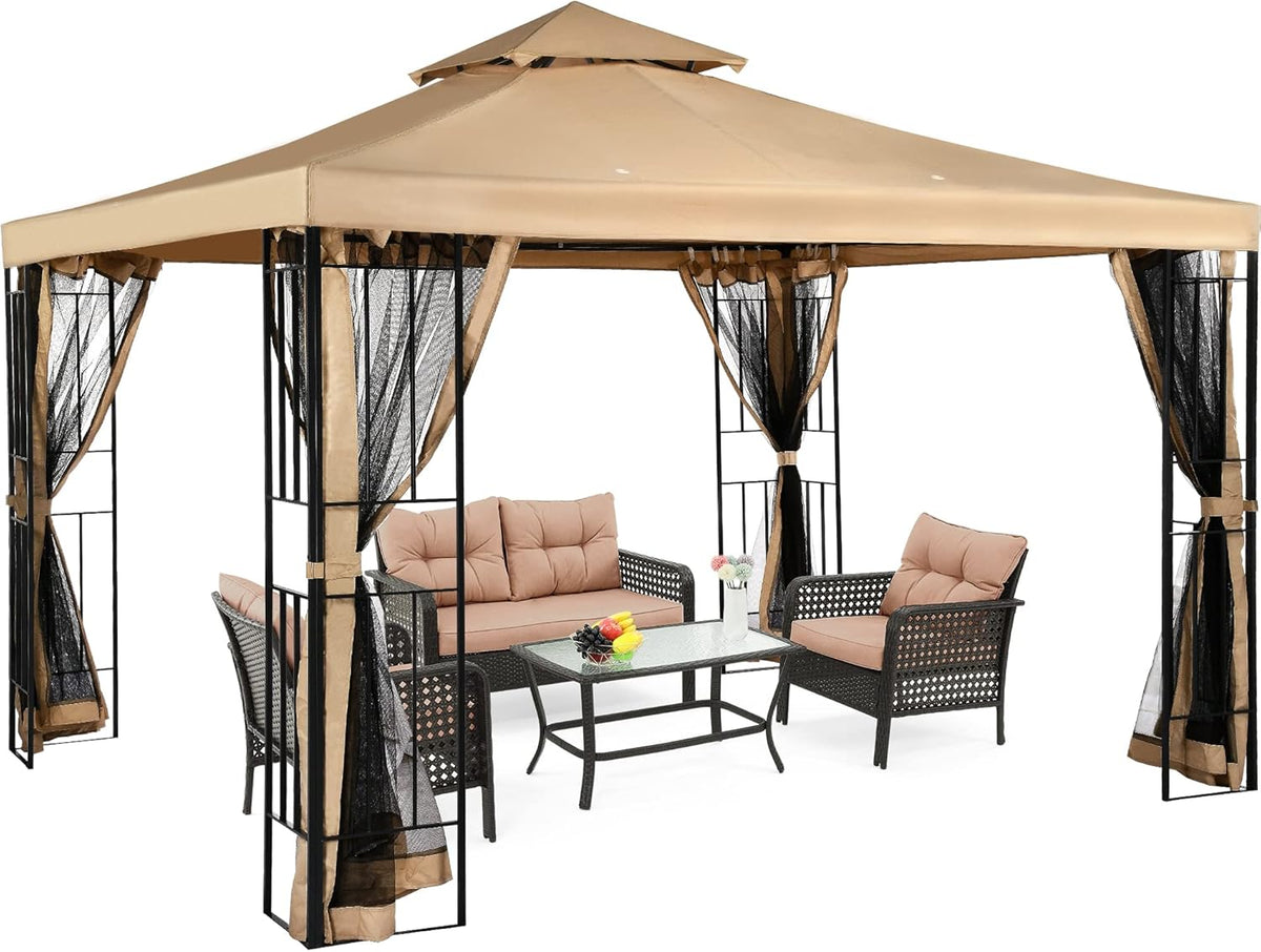10x10 Steel Canopy with Mosquito Netting E65233