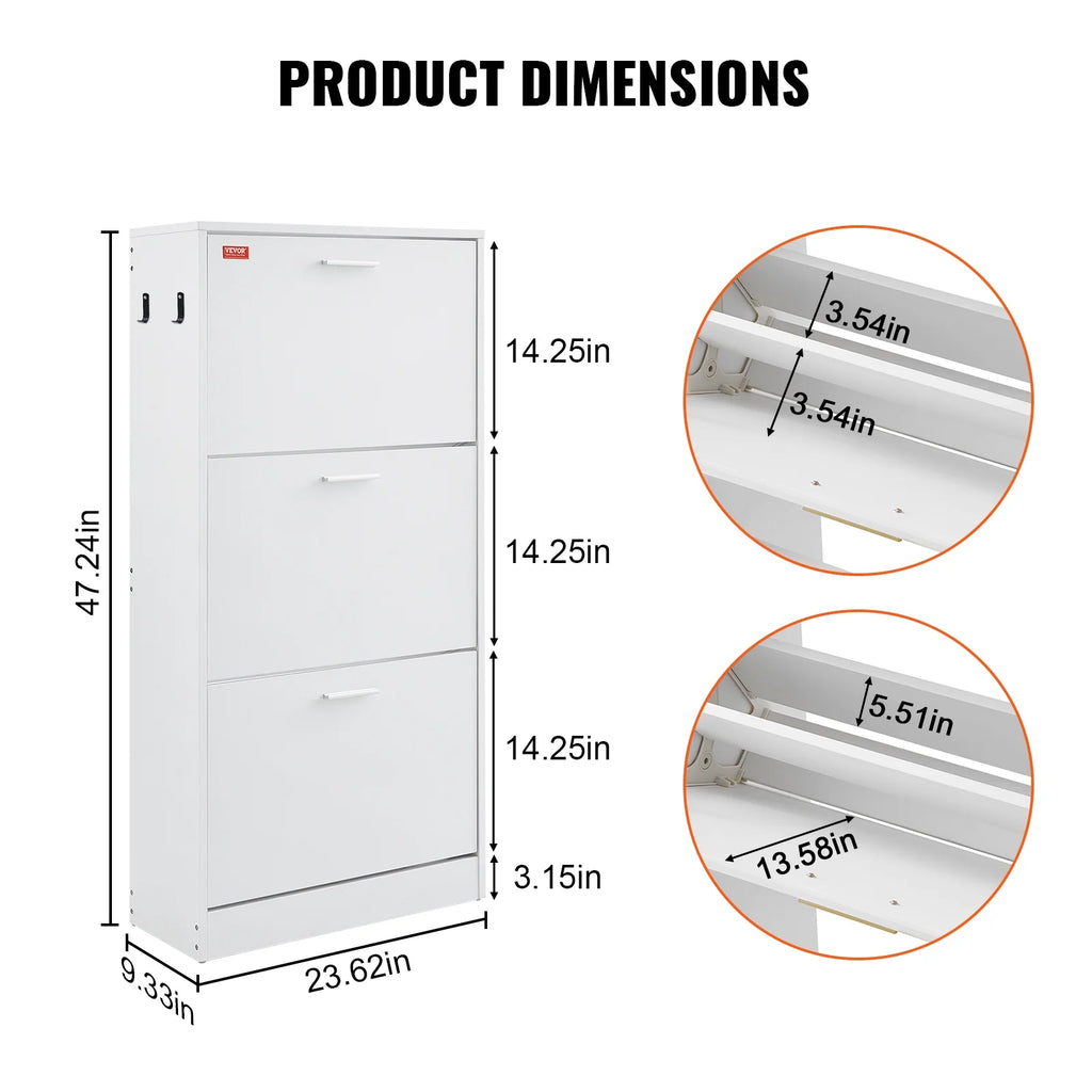 Shoe Cabinet with 3 Flip Drawers B696