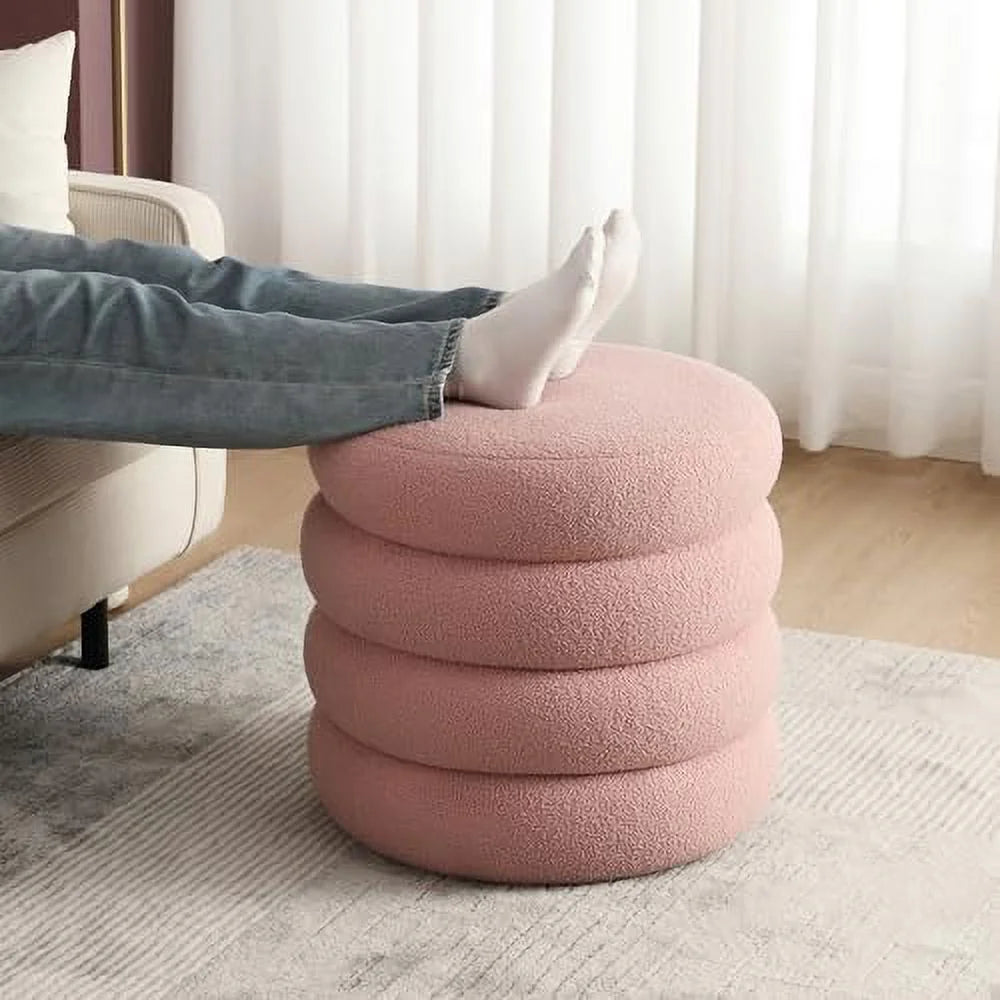 Round Pink Ottoman T70566