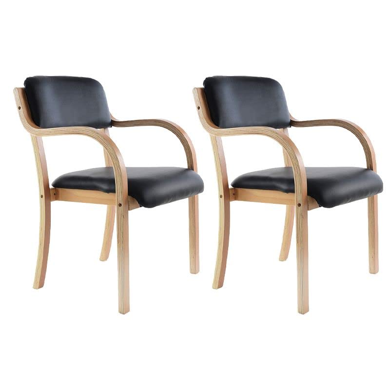 Black Set of 2 Wood Arm Chair U46558
