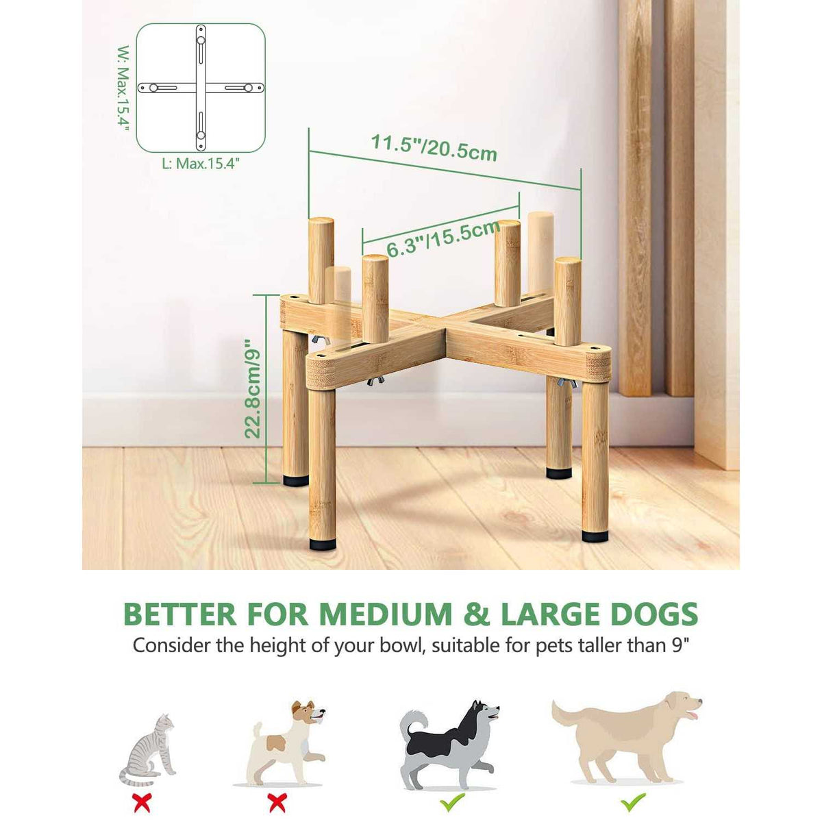 Adjustable Elevated Dog Bowl Stand B105