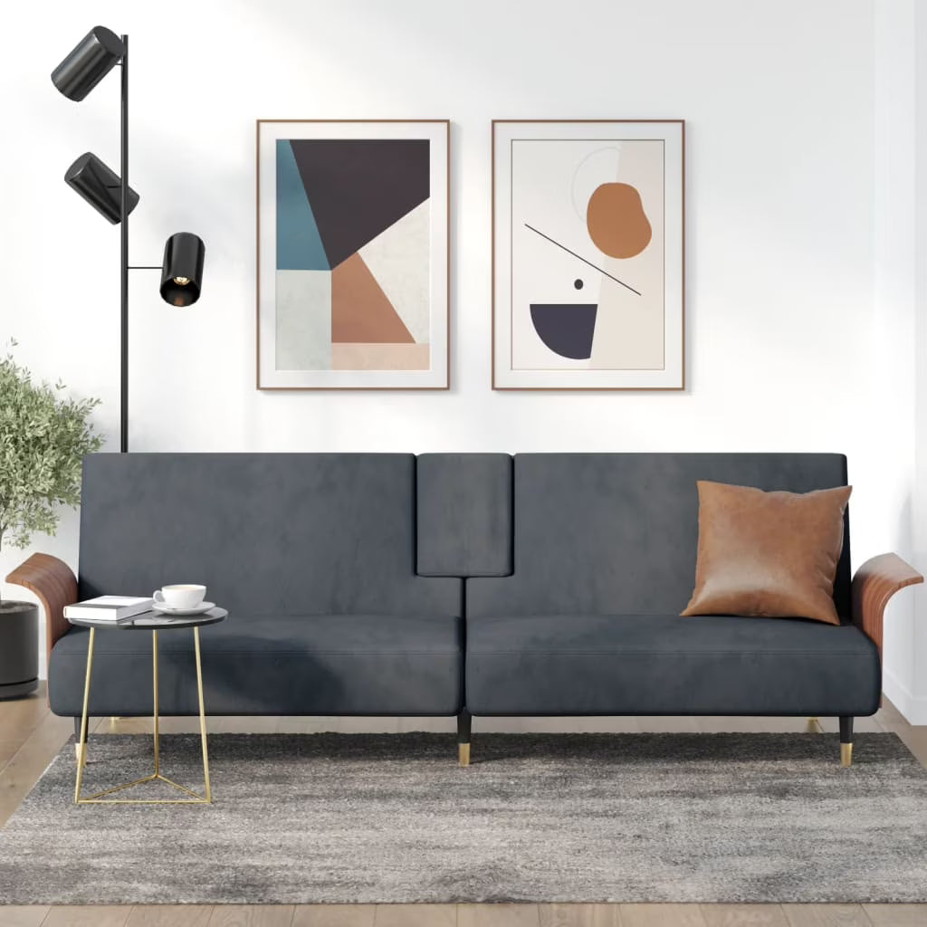 Dark Gray Sofa Bed with Cup Holders M697860