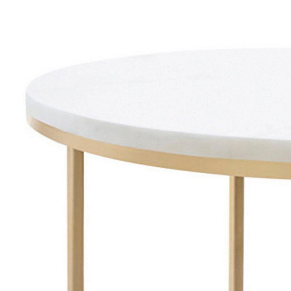 24 Inch Rounded Marble Side End Table E3638