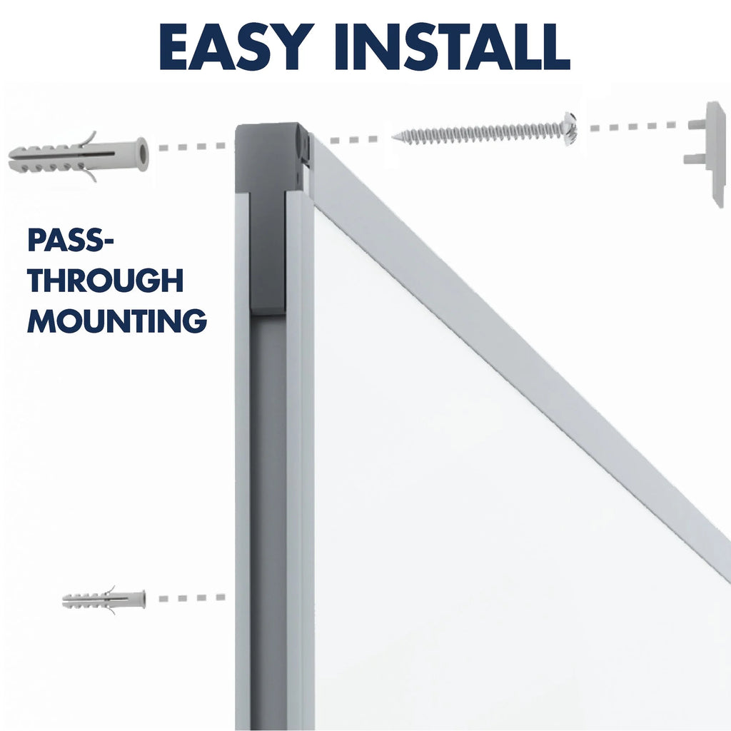 Porcelain Magnetic Whiteboard 8 x 4 Silver Aluminum B344406