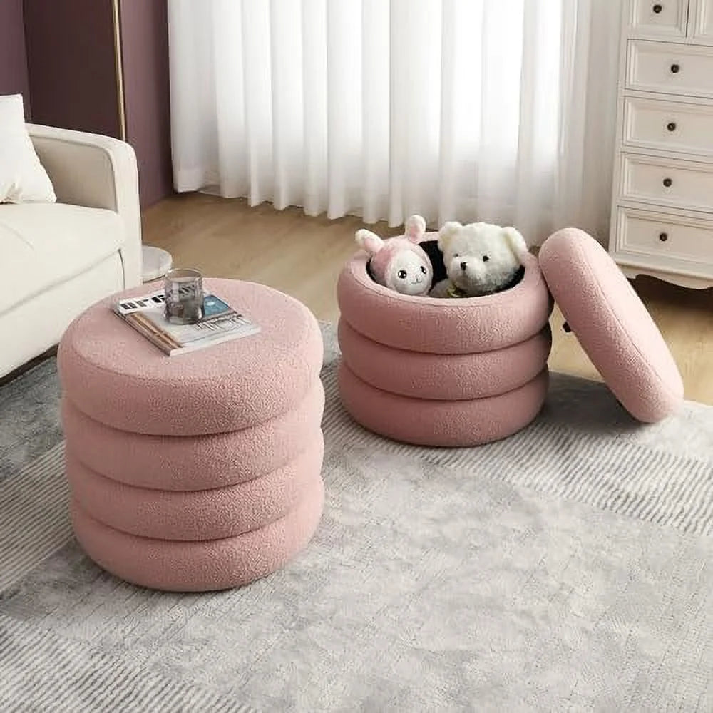 Round Pink Ottoman T70566