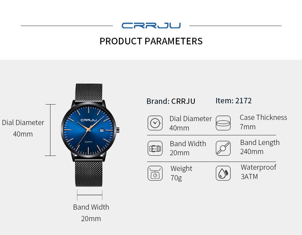 Minimalist Auto Date Quartz Waterproof Watch C82624