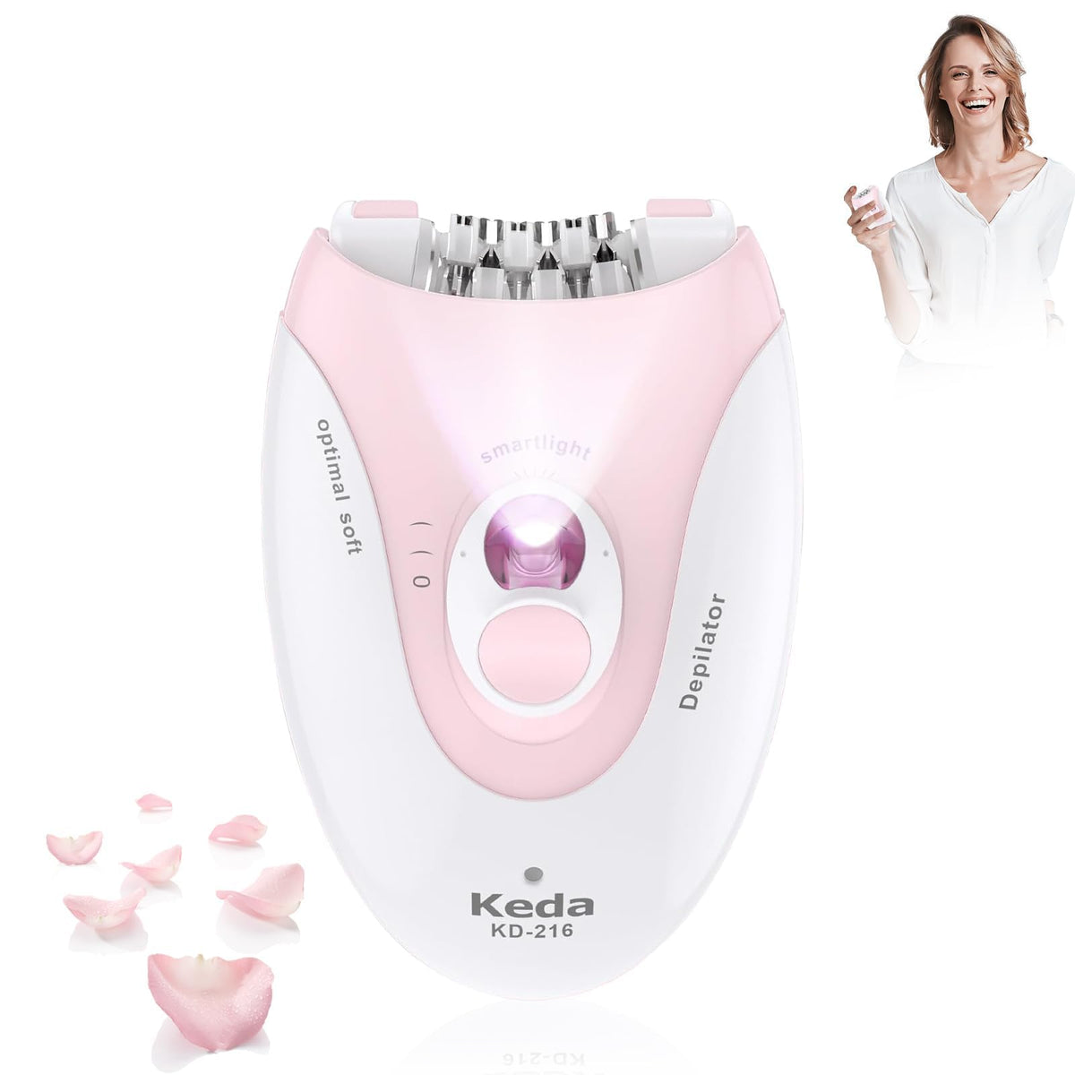 Facial Epilator with LED Light Two Speed Hair Removal Device V650411