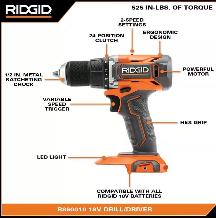 18V Cordless 1/2 in. Drill/Driver Kit with 2.0 AH Battery and Charger R156710