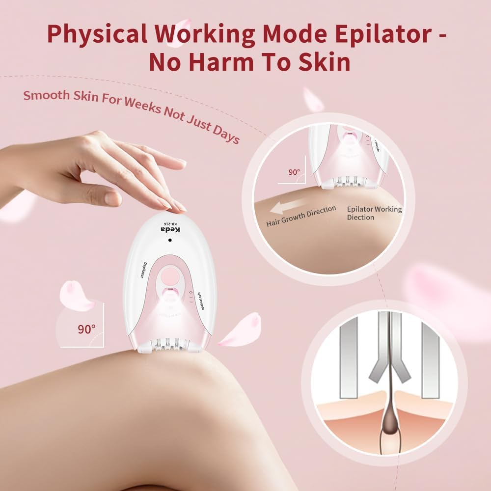 Facial Epilator with LED Light Two Speed Hair Removal Device V650411