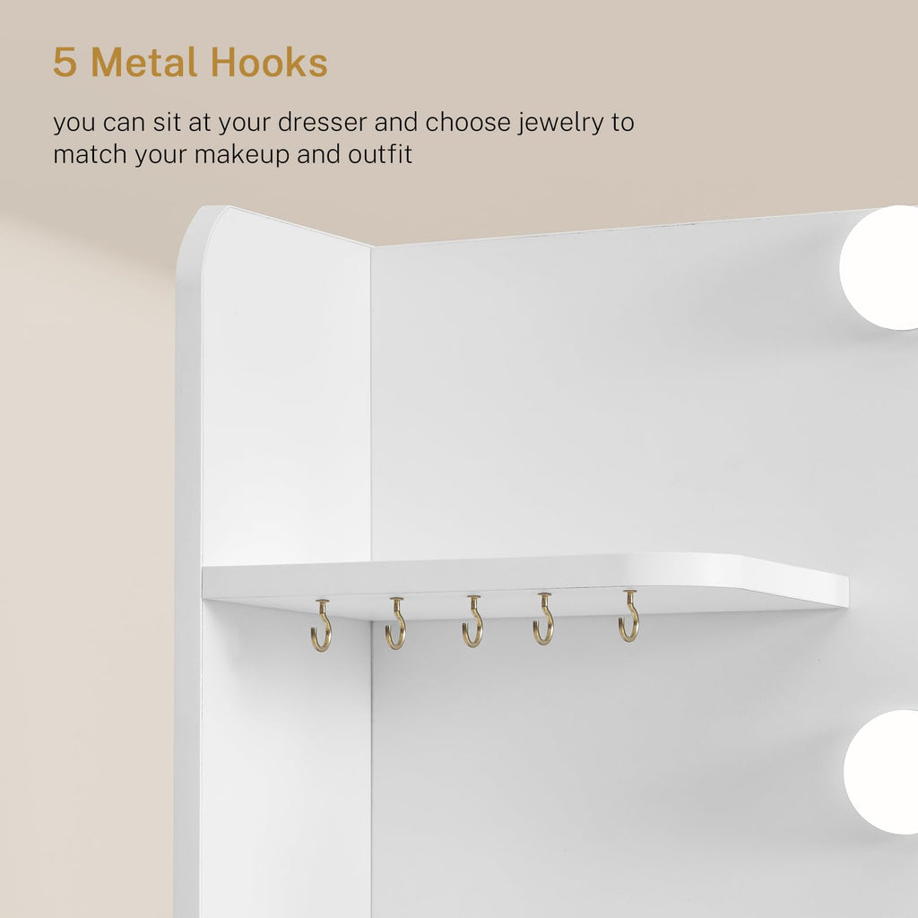 White Vanity Desk with Mirror and Lights N1341
