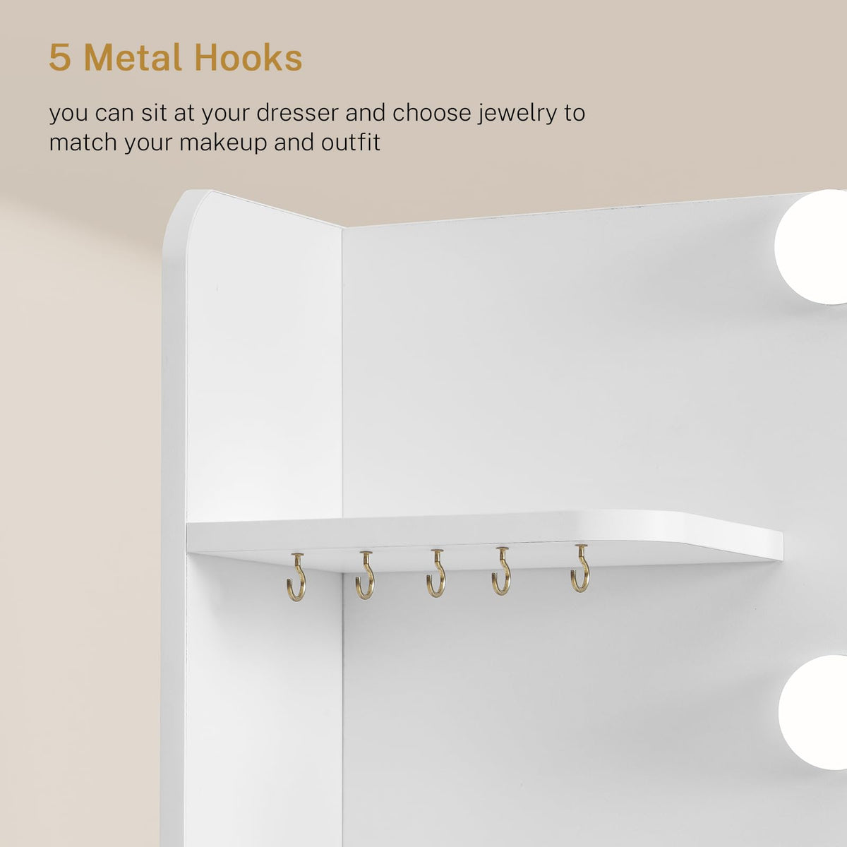 White Vanity Desk with Mirror and Lights N1341